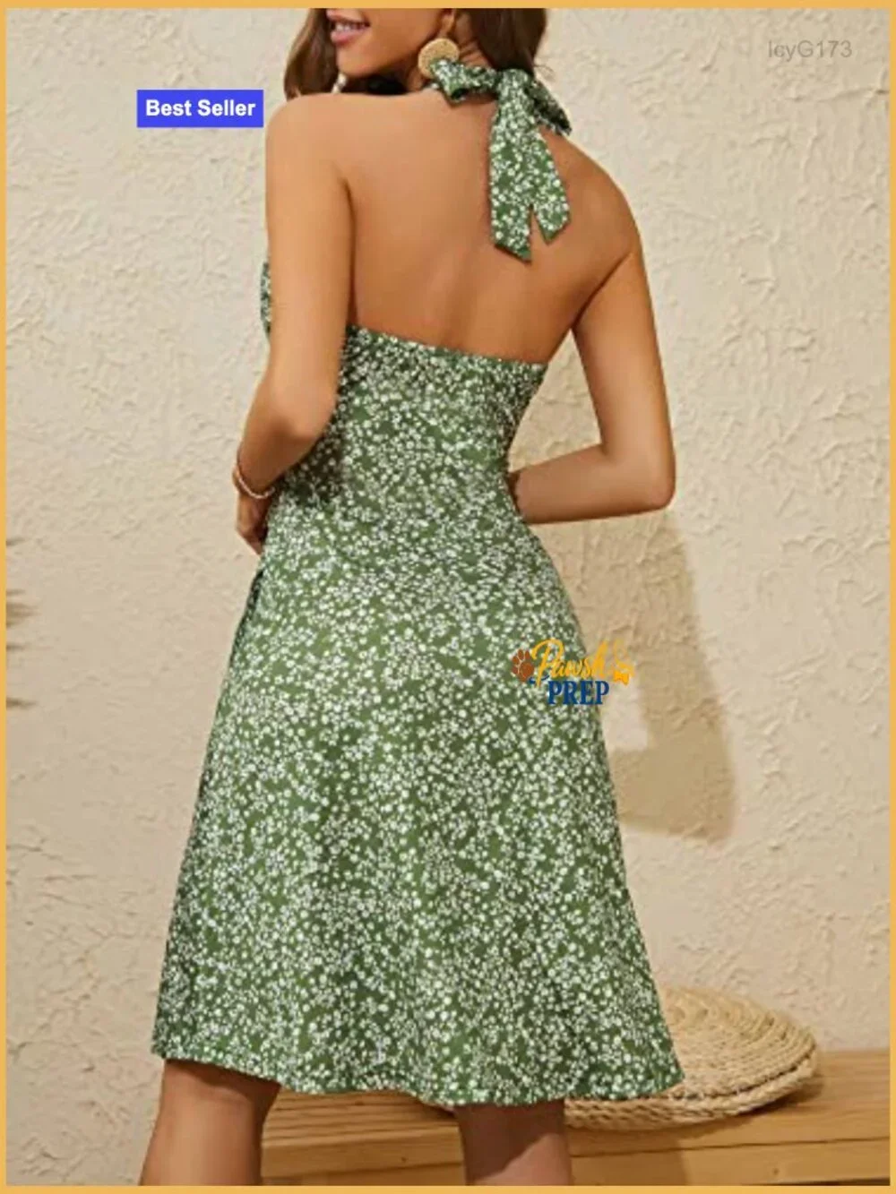 Sleeveless Halter Sundress with Pocket Elastic Waist Ruffle Mini Dress